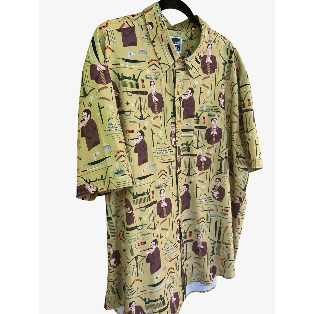 RSVLTS The Office Dwight Schrute Comedy Shirt Mens XXXL Button Down Stretch NWOT
